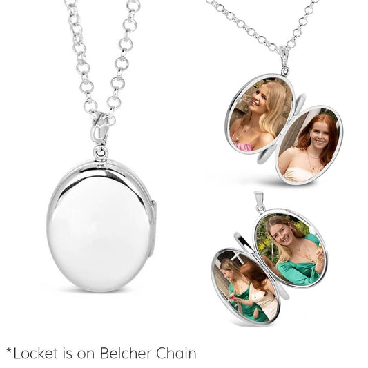 4 Photo Silver Expanding Oval Locket + Photos