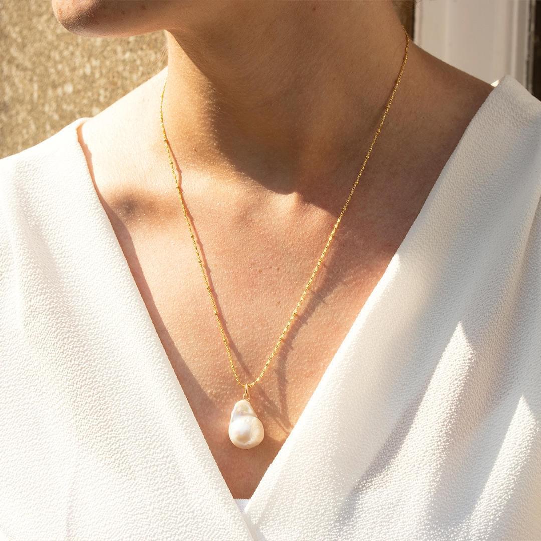 Baroque Pearl Necklace | Ivory - Gold