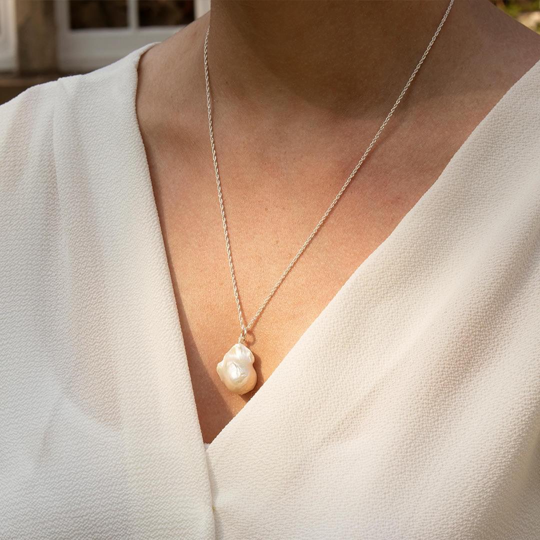 Baroque Pearl Necklace | Ivory | Silver