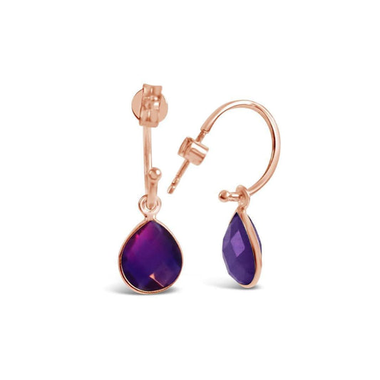 Amethyst Hoop Earrings | Rose Gold | February Birthstone