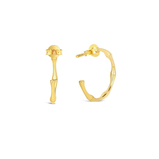 Bamboo Hoop Earrings in Gold