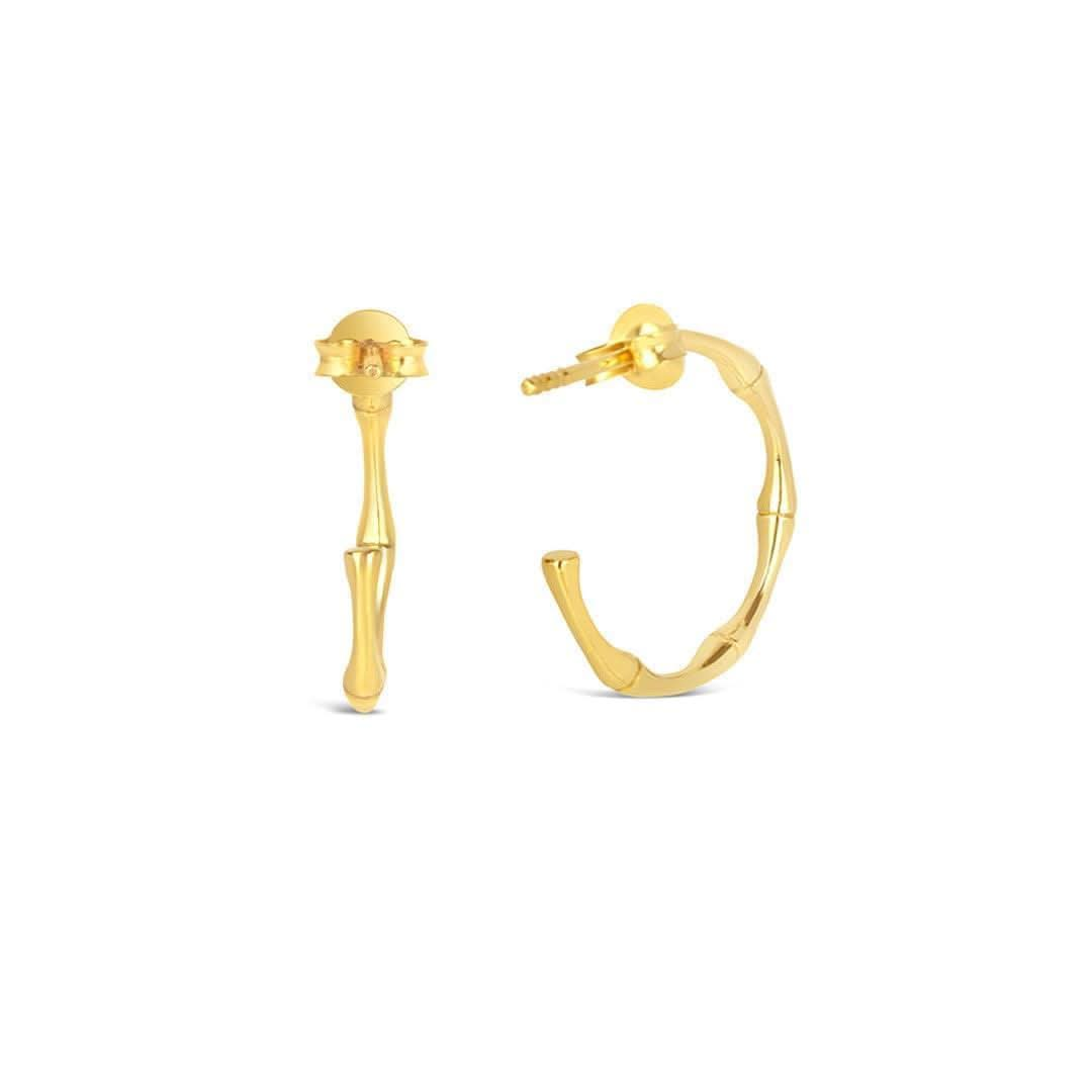 Bamboo Hoop Earrings in Gold