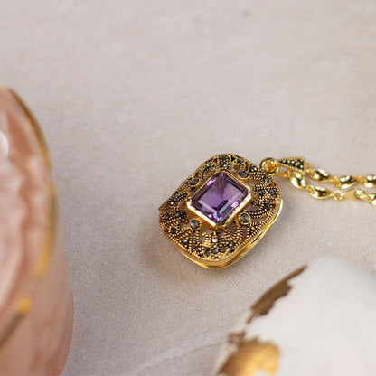 Amethyst Locket | Gold