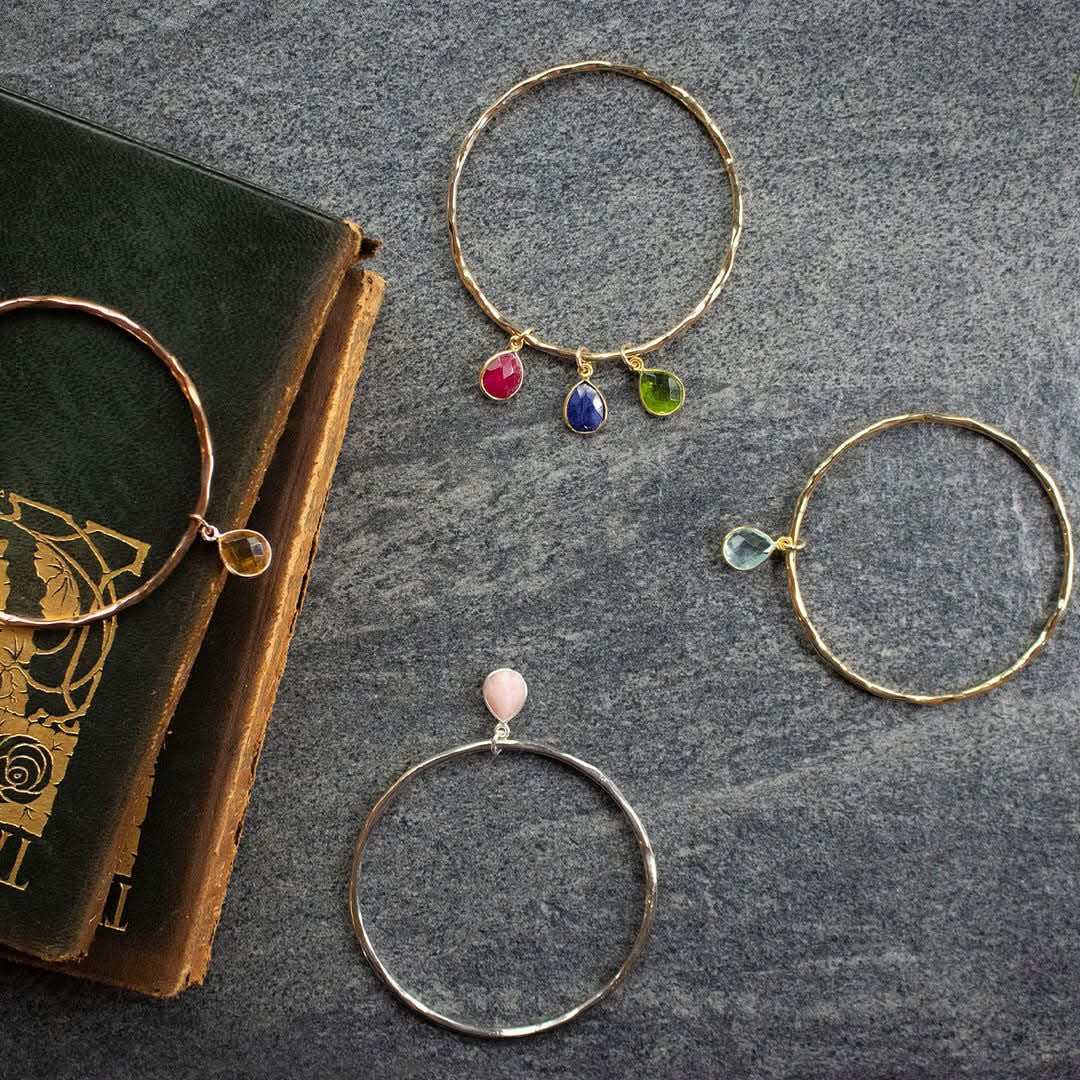 Selection of birthstone charm bangles