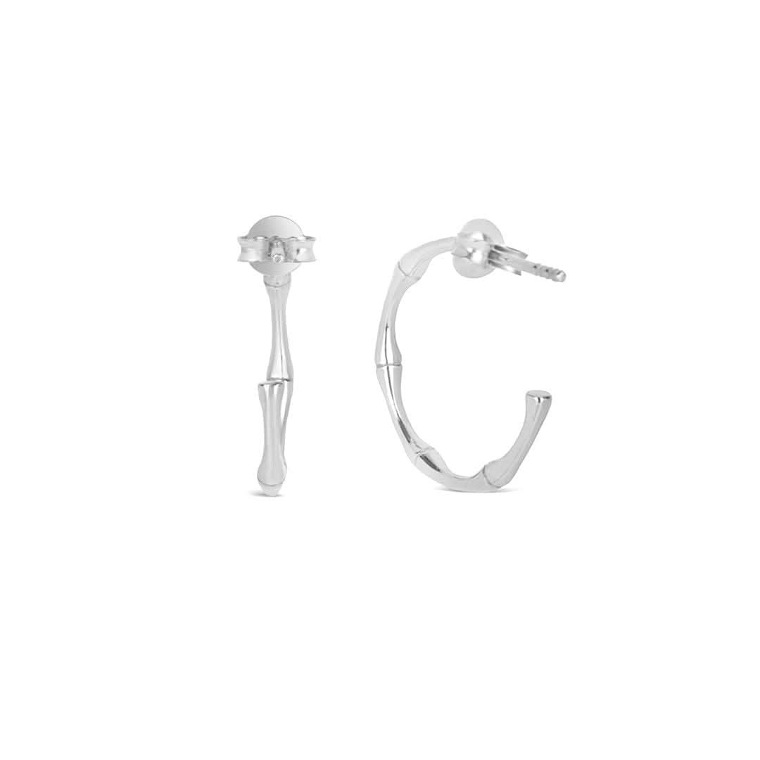 Bamboo Hoop Earrings | Silver