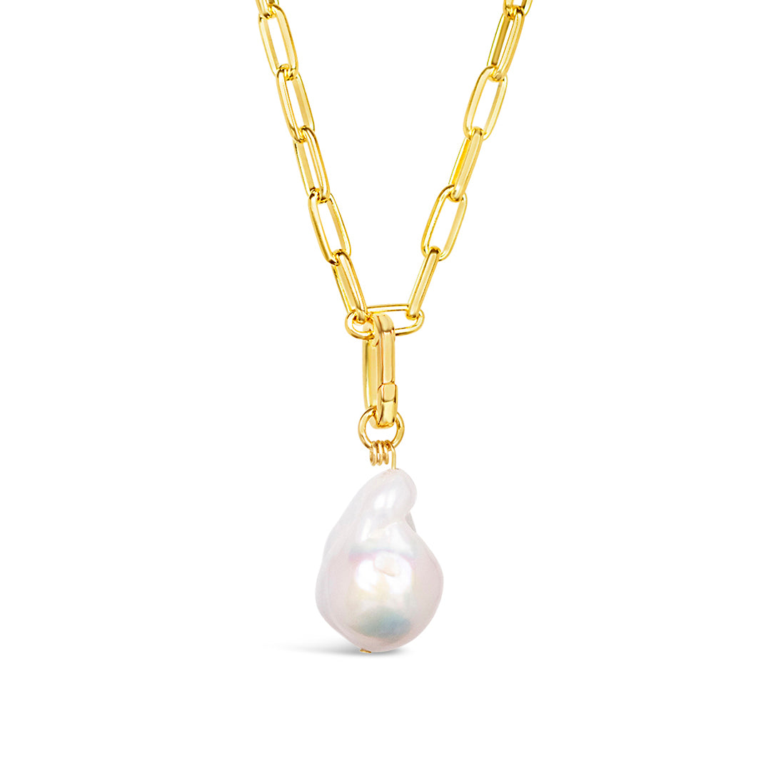 Detachable White Baroque Pearl Charm in Gold