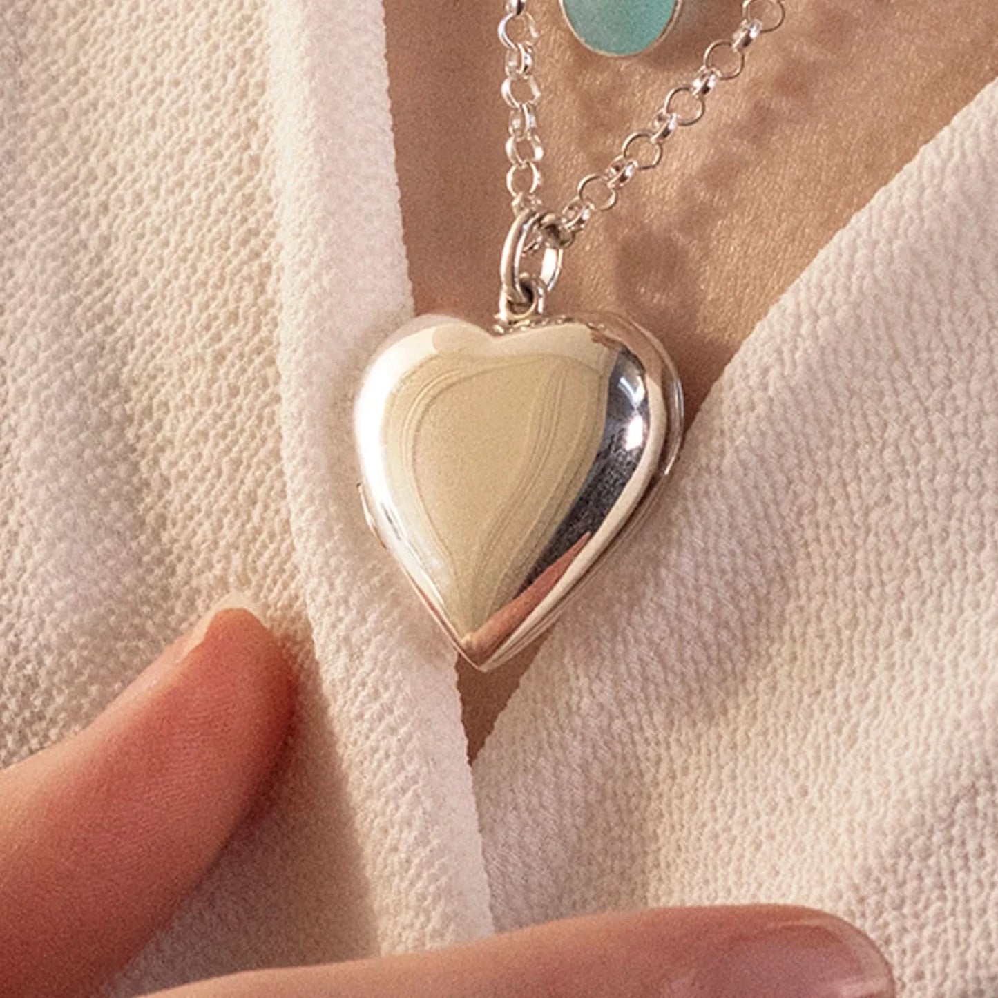 Large 2 Photo Heart Locket  Silver + Photos