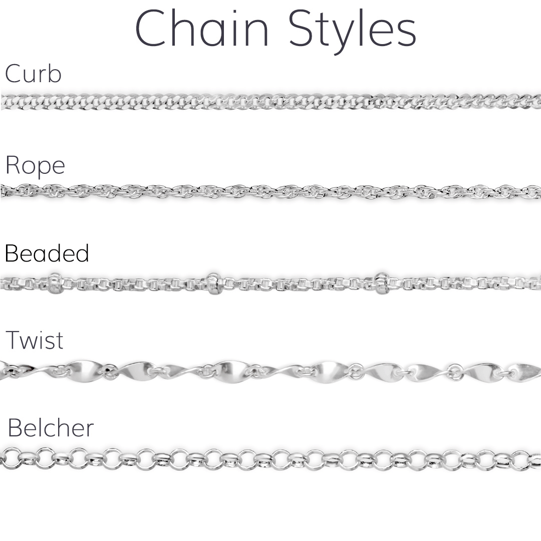 sterling silver chain types by Lily Blanche