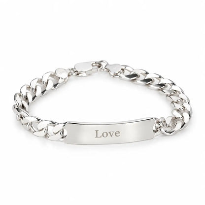 Medium sterling silver ID bracelet engraved with Love by Lily Blanche