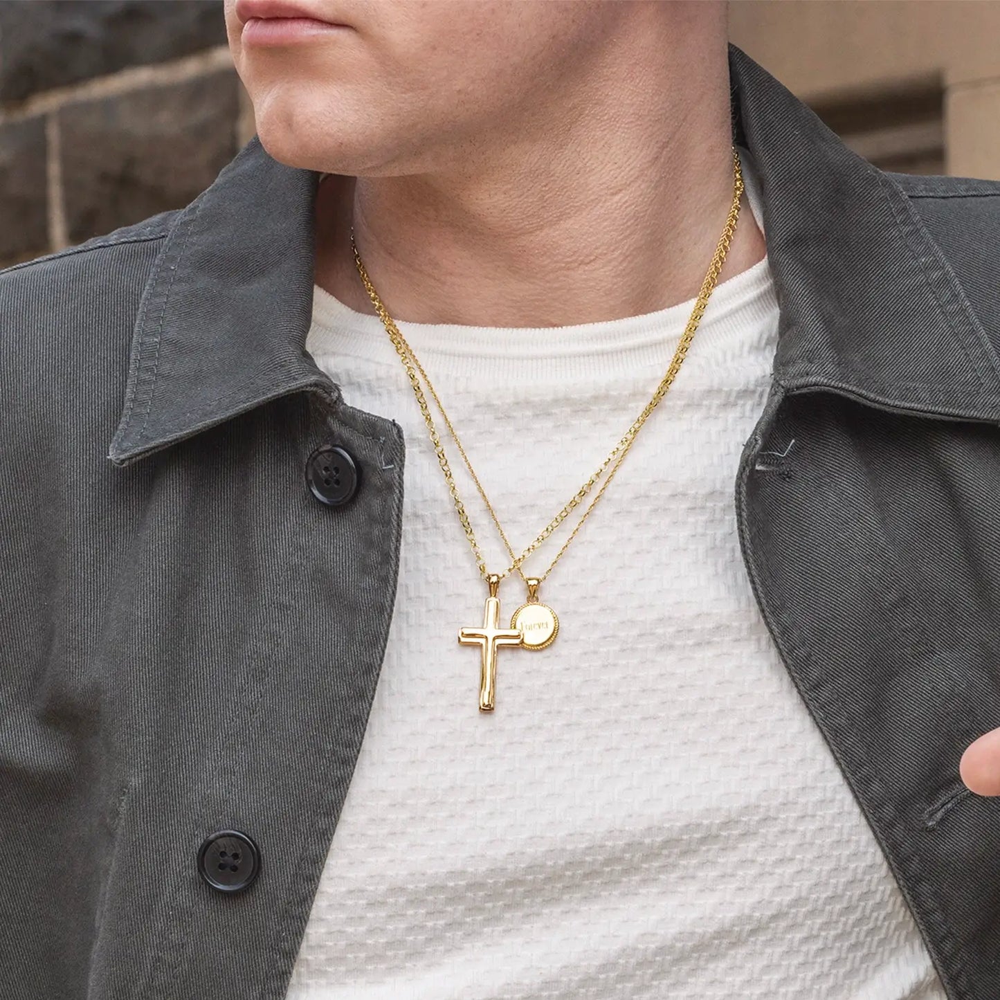 Men's Heavy Gold Cross Necklace