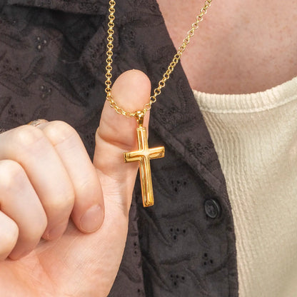 Men's Heavy Gold Cross Necklace