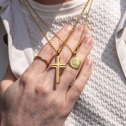 Men's Heavy Gold Cross Necklace