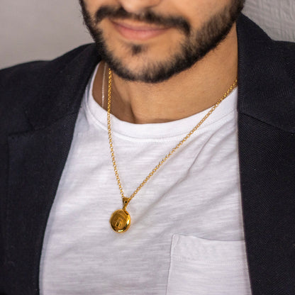 Men's Round Locket Necklace | Gold
