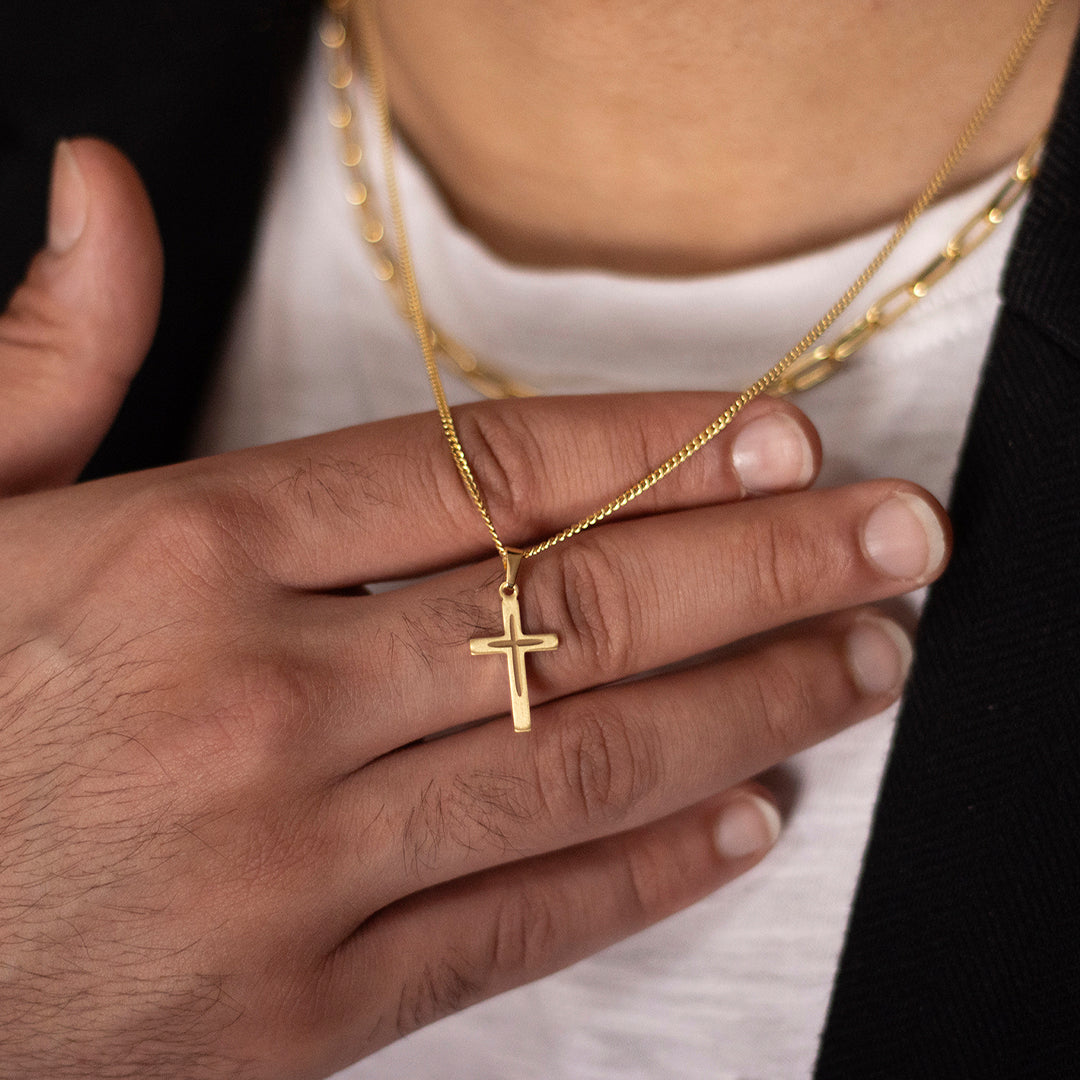Small Yellow Gold Cross Necklace | Solid Gold Jewelers
