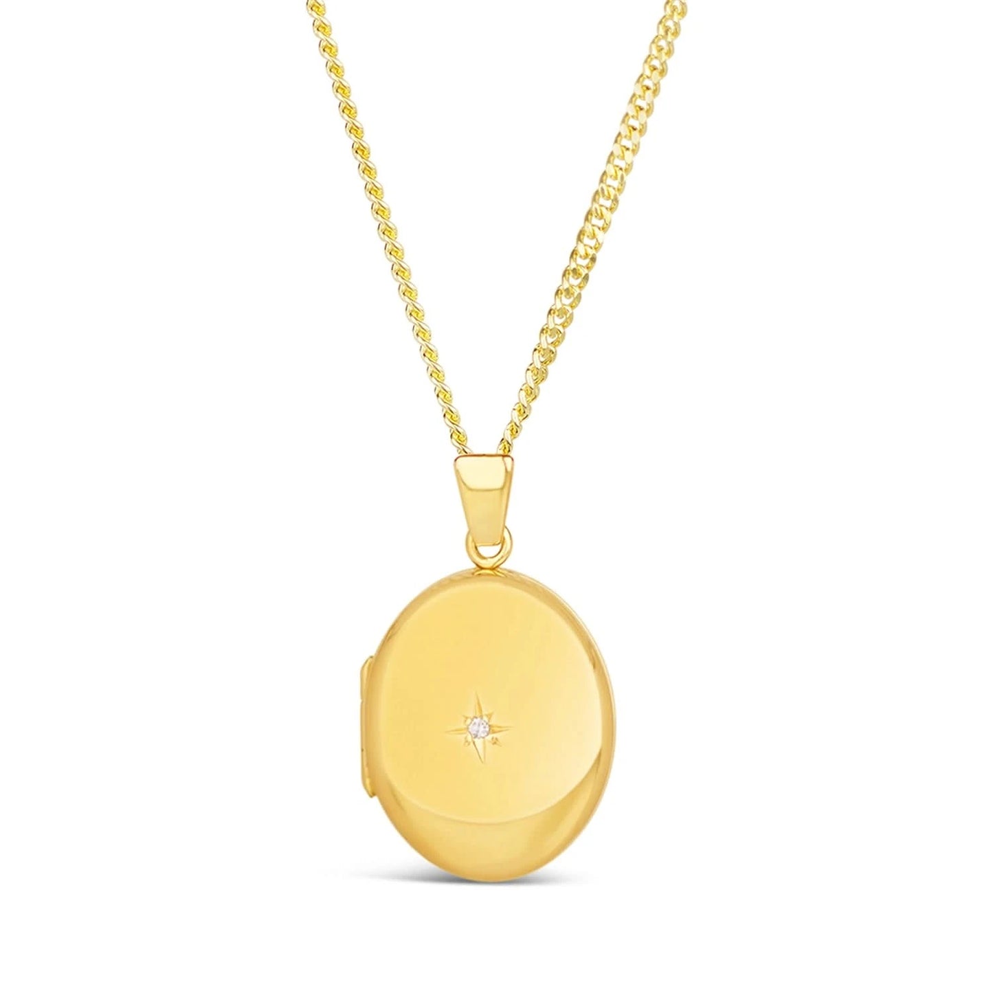 Solid Gold Oval Diamond Locket + Photos