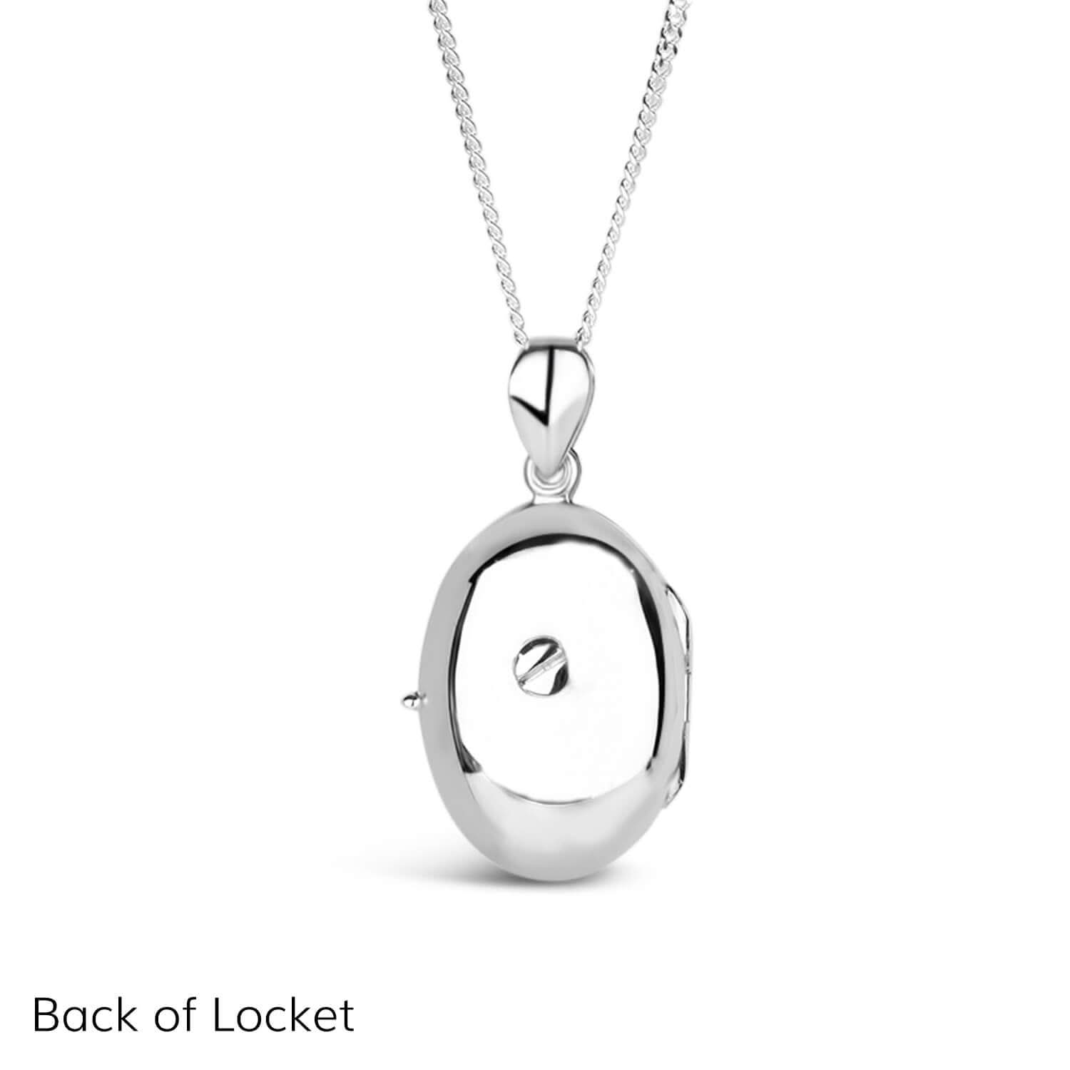 Silver oval Necklace for ashes, memorial necklace, locket with one photo and ashes storage, silver curb chain, engraving, back of locket, screw for ashes compartment