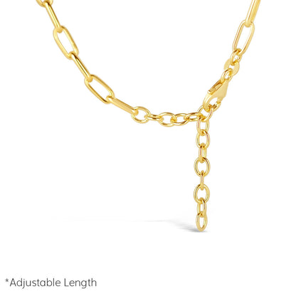 White Baroque Pearl Paperclip Necklace | Gold