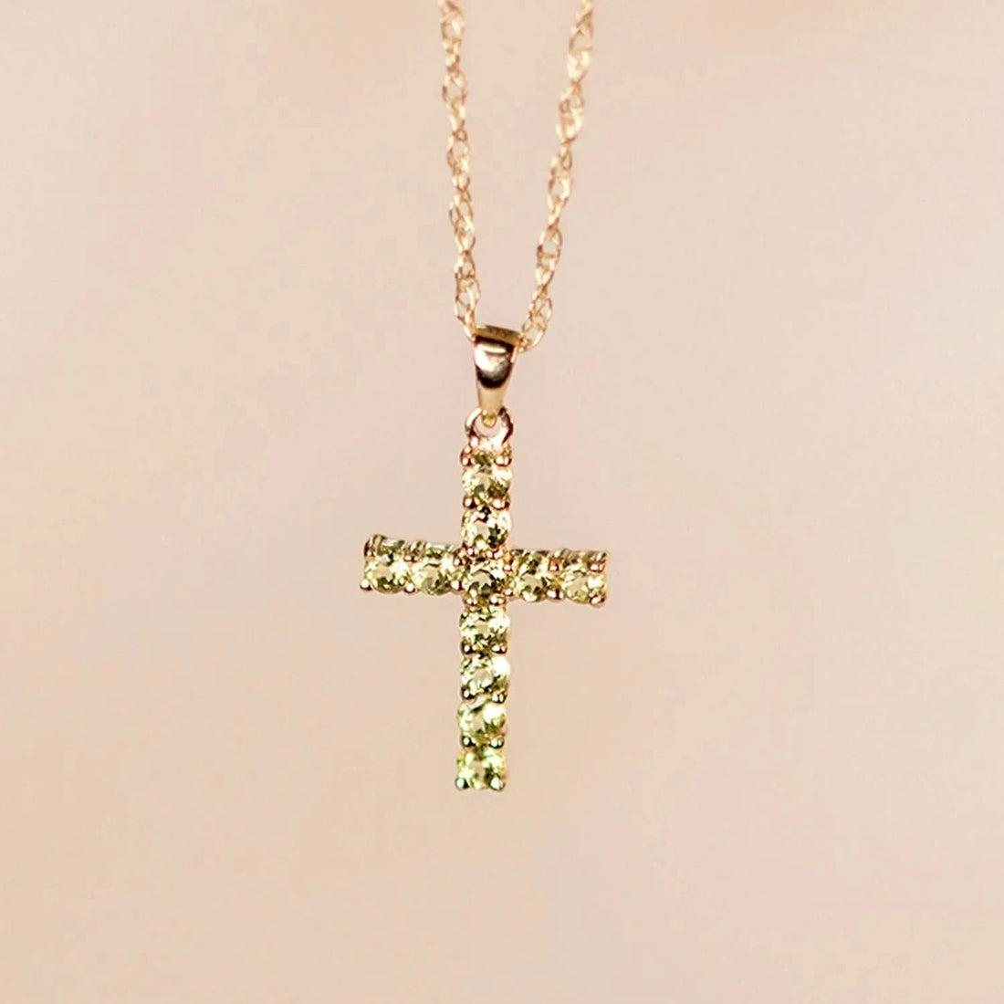 peridot cross gold necklace with chain