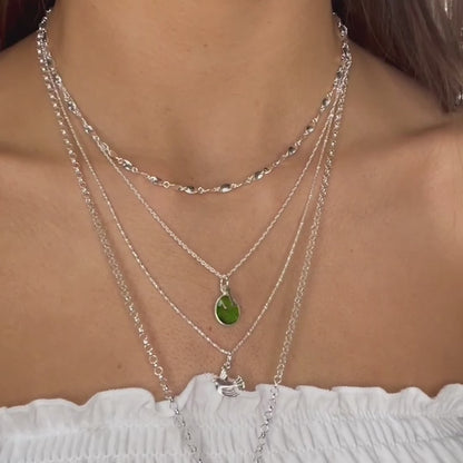 Peridot Charm Necklace | Silver | August