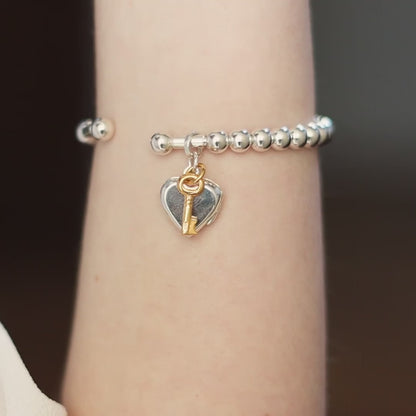 Heart Locket Bangle | Silver - Gold