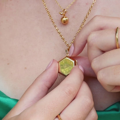 Hexagon Locket Necklace | Gold