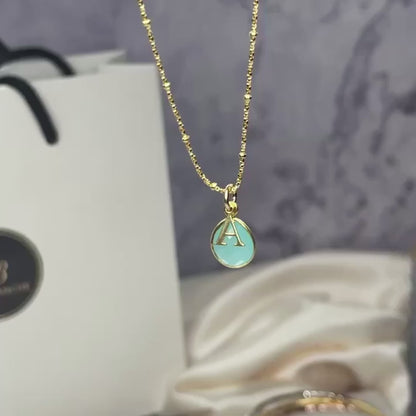 Aqua Chalcedony Necklace | Gold | March Birthstone