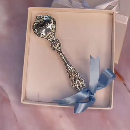 Solid Silver Baby Rattle + Engraving