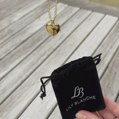 Large Gold Diamond Heart Locket + Photos