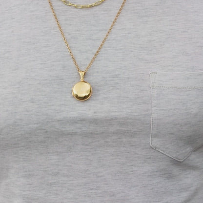 Men's Round Locket Necklace | Gold