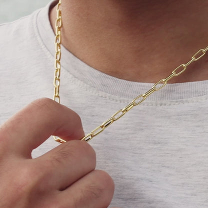 Men's Paperclip Chain Necklace | Gold