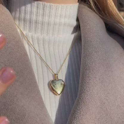 Large Gold Diamond Heart Locket + Photos