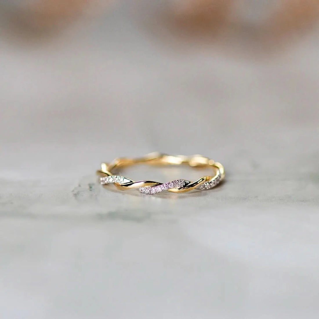 rope diamond solid gold ring