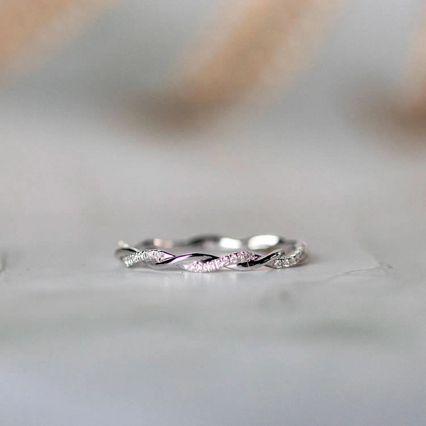 rope diamond solid white gold ring