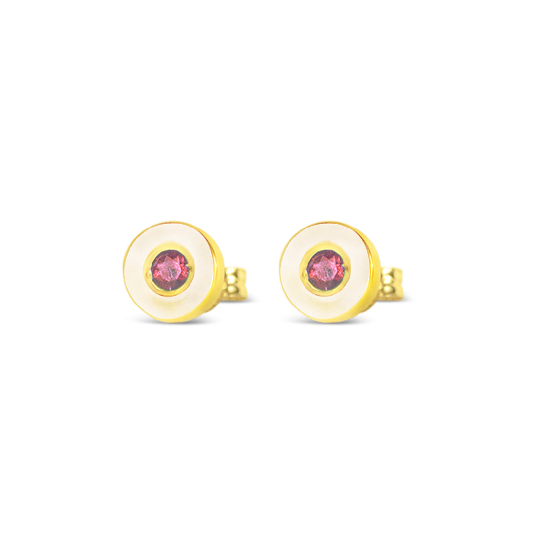 Ruby & Solid Gold Stud Earrings | July