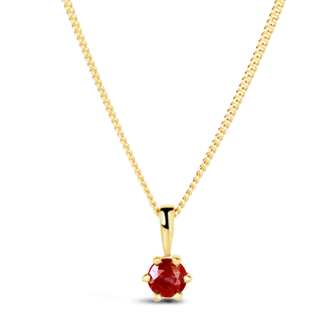 real ruby solataire necklace in 9 carat gold setting by Lily Blanche