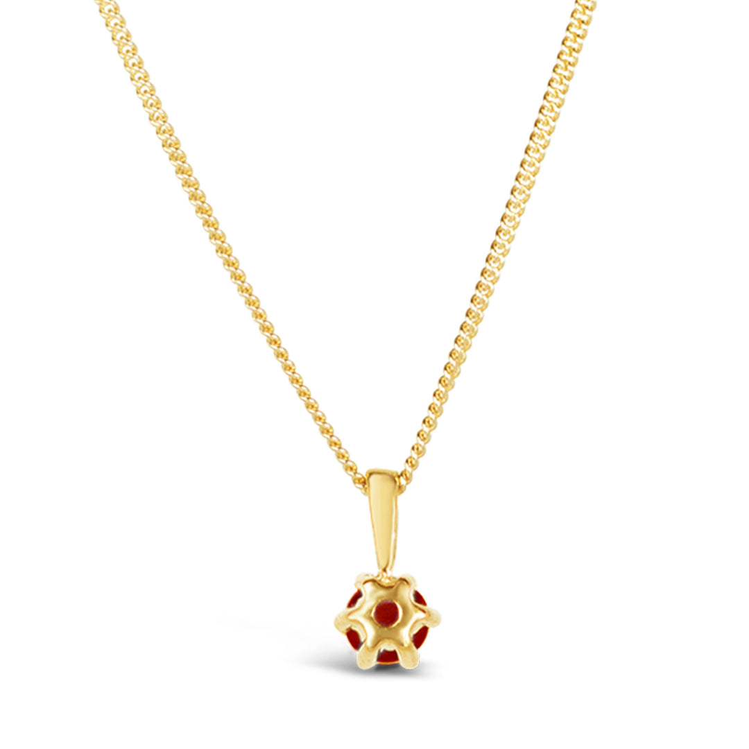 real ruby solataire necklace in 9 carat gold setting by Lily Blanche back view