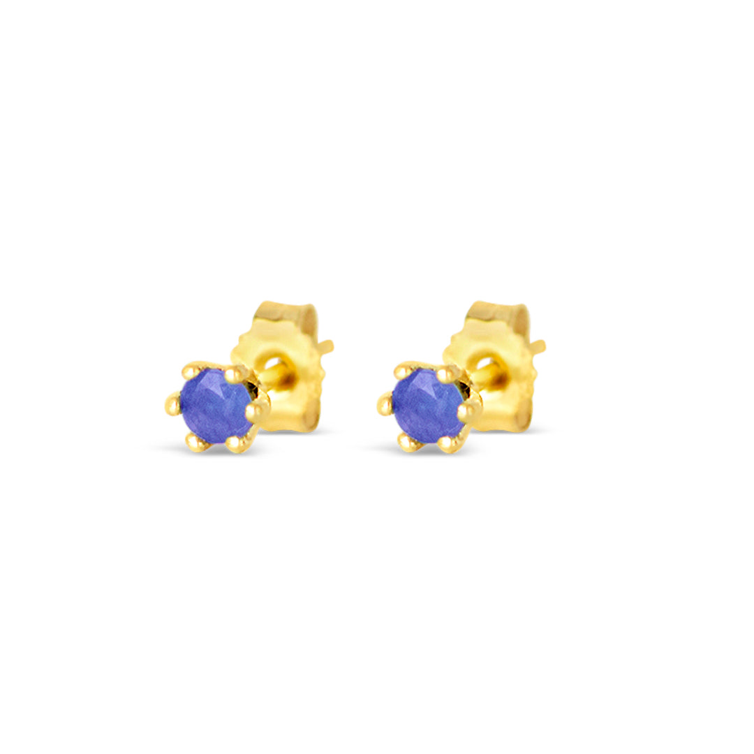 Sapphire Mini Stud Earrings | Gold | September