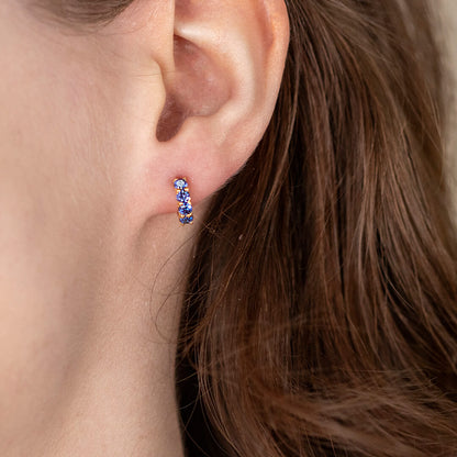 Blue Twinkle Huggie Earrings Gold