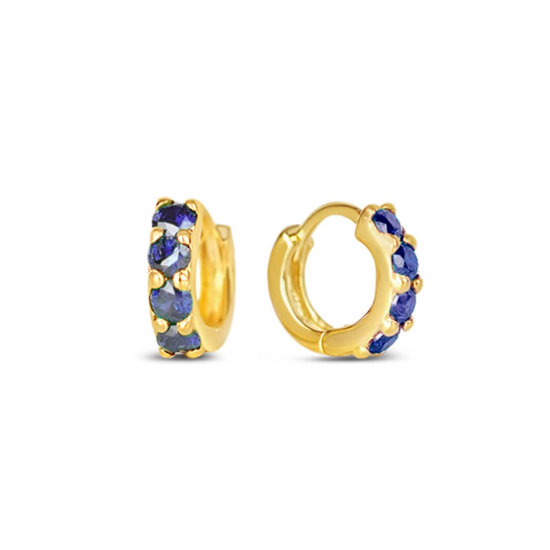 Blue Twinkle Huggie Earrings Gold