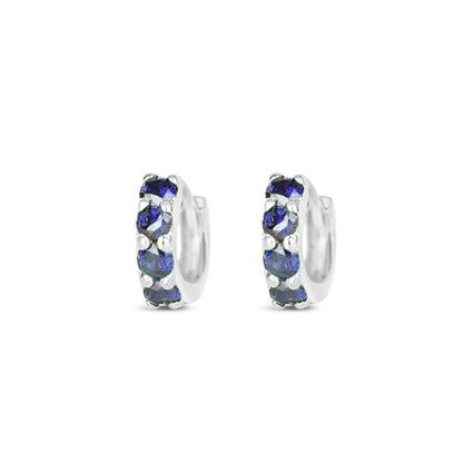 Blue Twinkle Huggie Earrings Silver