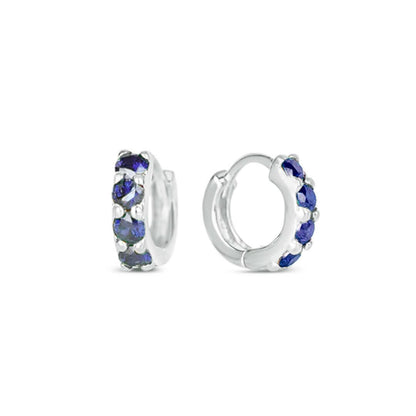 Blue Twinkle Huggie Earrings Silver