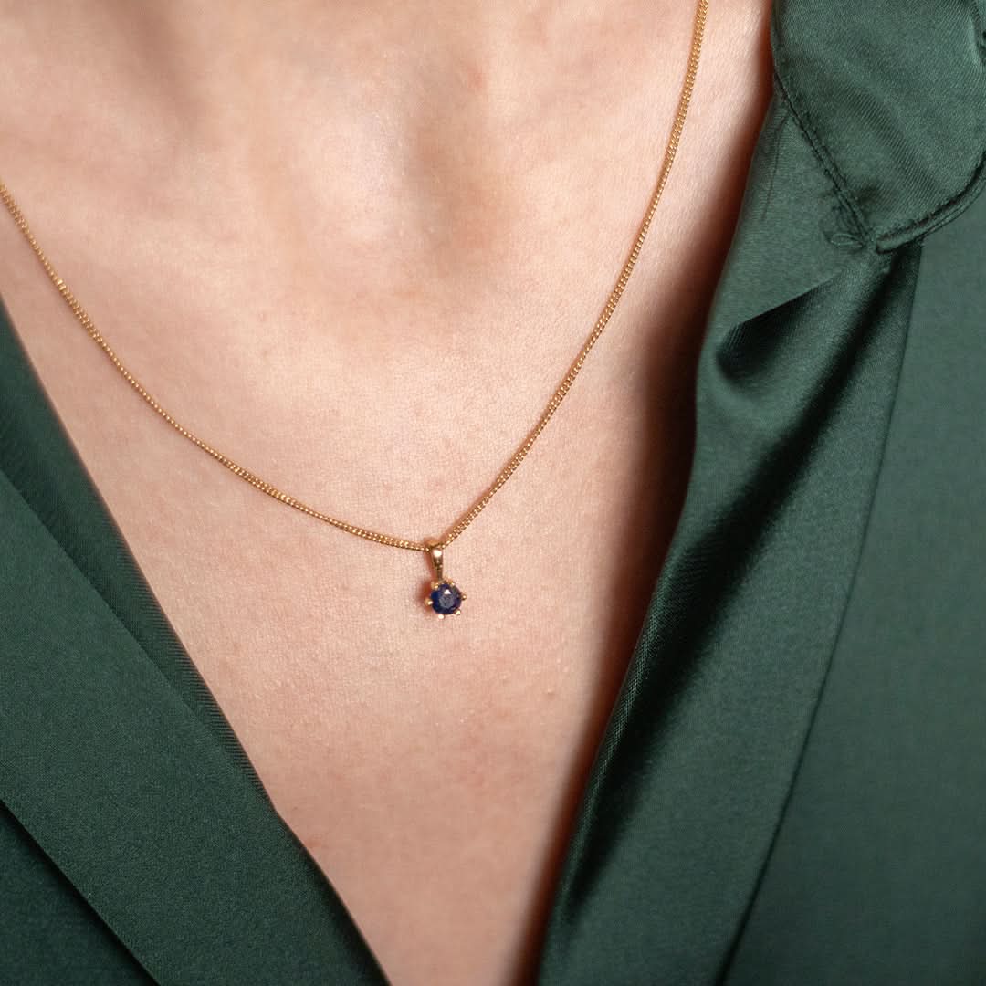 Sapphire Charm Necklace in Gold