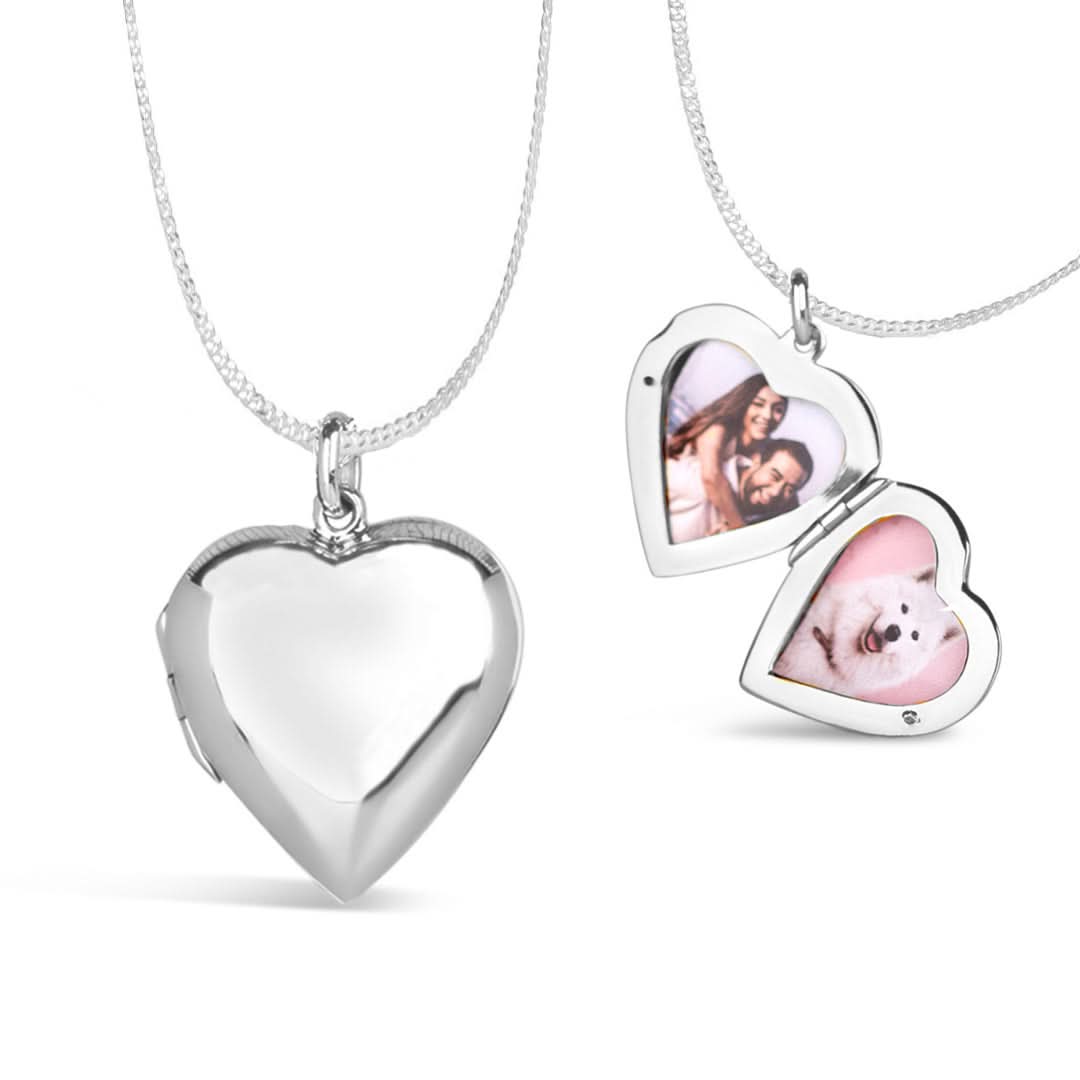 Large 2 Photo Heart Locket  Silver + Photos