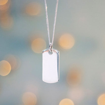 Men's Dog Tag Necklace Silver Engravable
