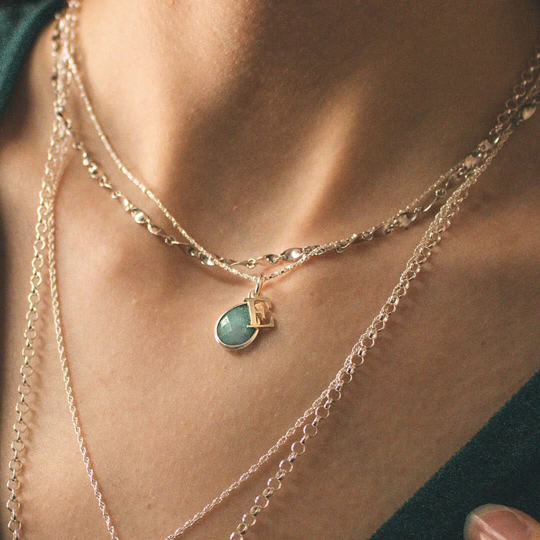 Chrysoprase Charm Necklace | Silver | May