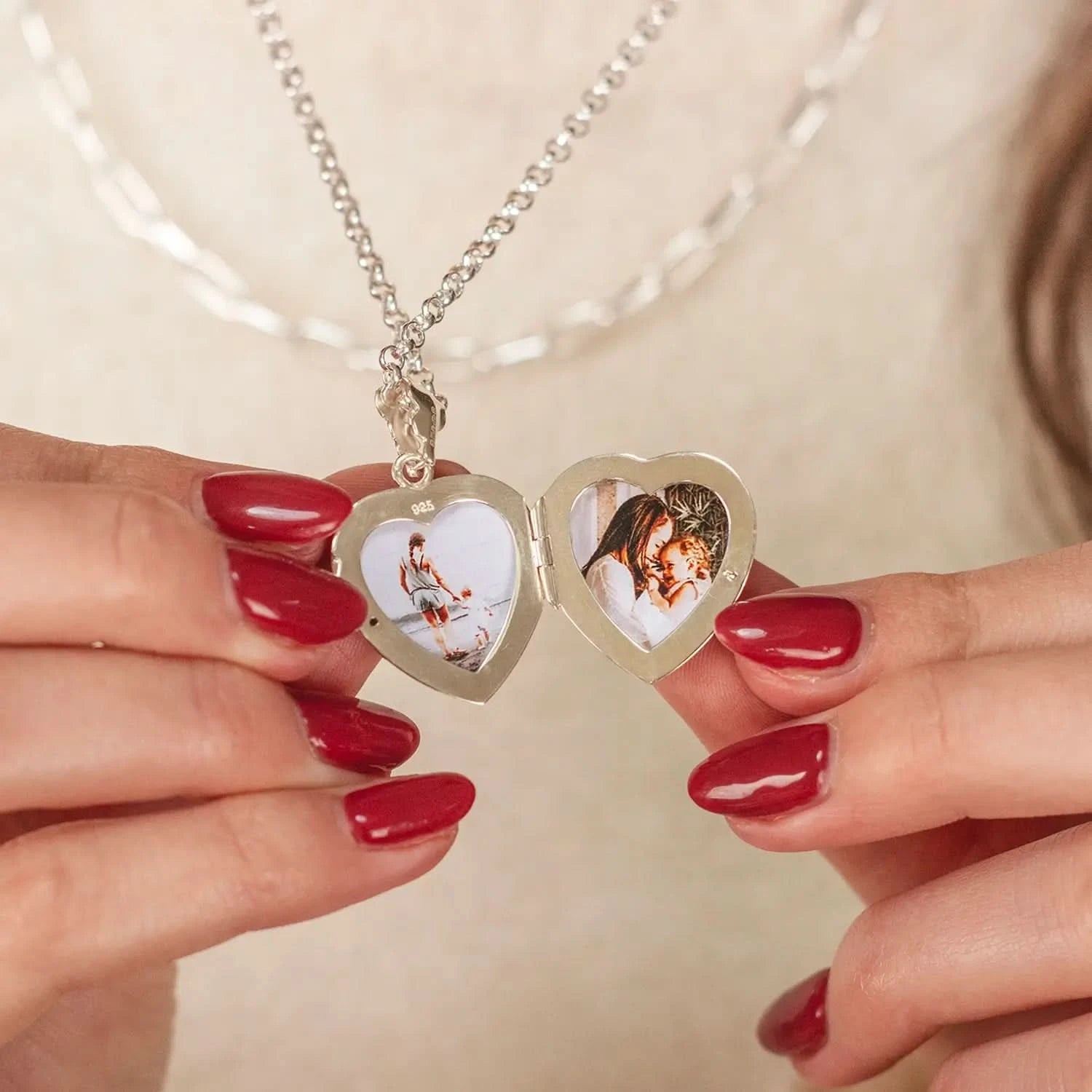 Filigree Heart Locket Necklace Silver + Photos & Engraving | By Lily Blanche