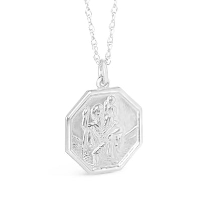 Large St Christopher Necklace Silver + Engraving