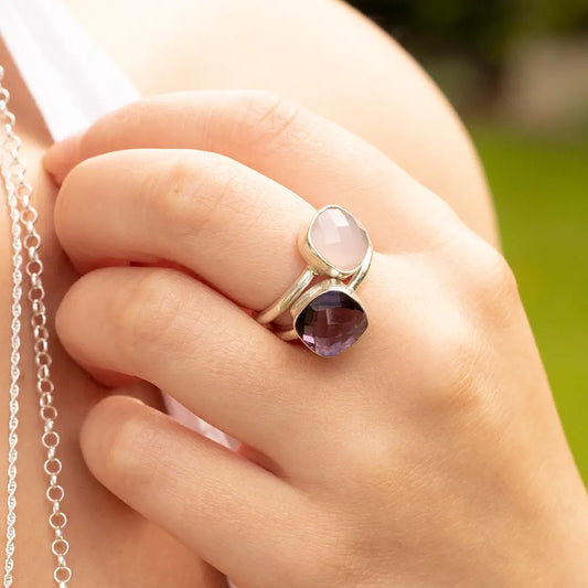 Rose Quartz Cocktail Ring | Silver