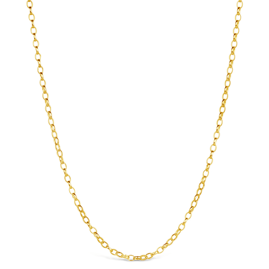 UK handcrafted Solid 9 carat Gold chain necklace on a white background