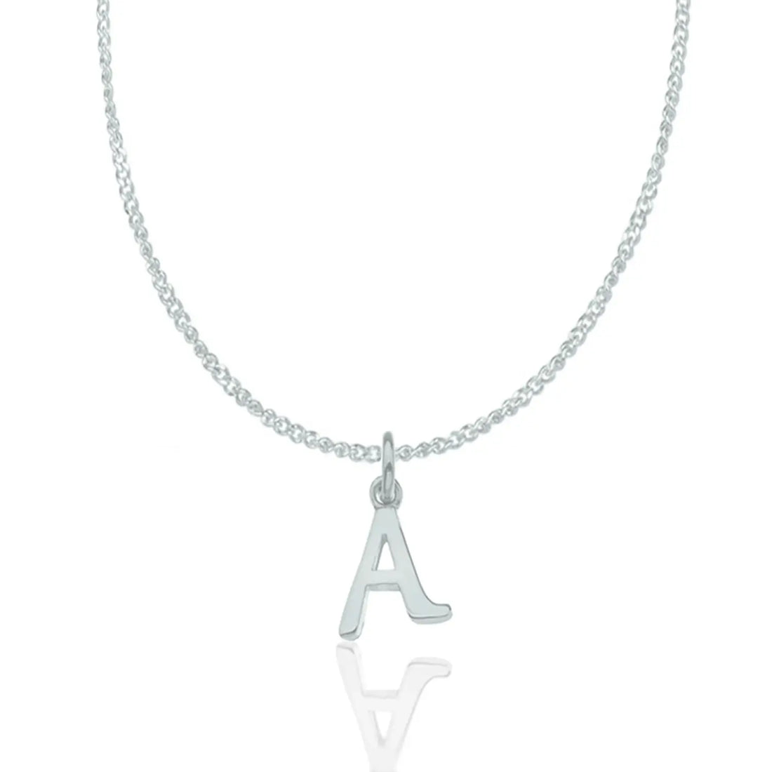 white gold letter necklace on a white background